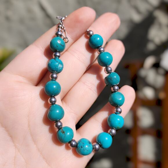 Carolyn Pollack Jewelry - Relios Carolyn Pollack Bracelent Genuine Turquoise 925 Sterling Silver Beaded